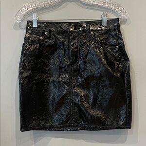 Classic Black faux  Leather Mini Skirt Pistola xs like new